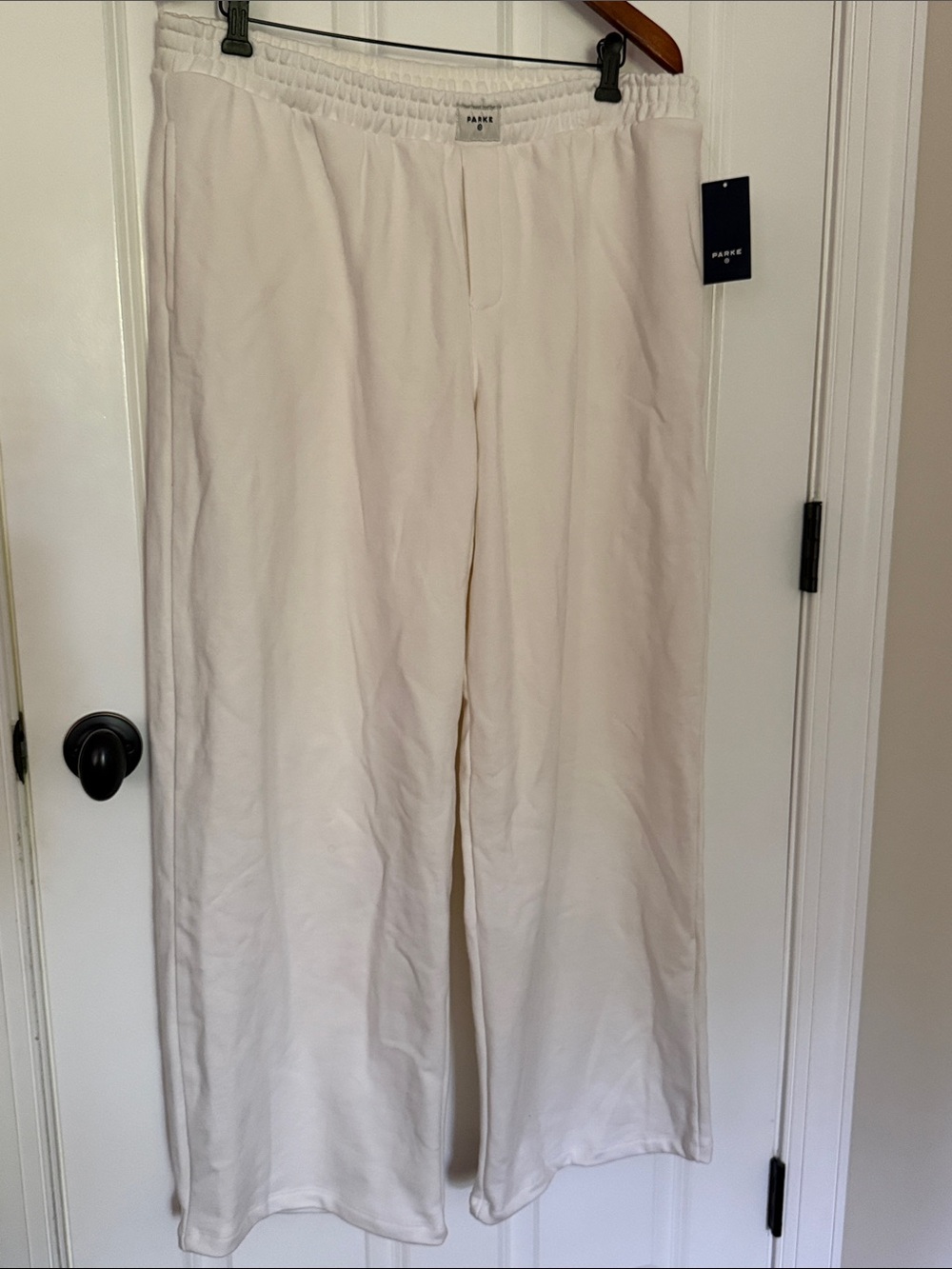 Parker Cream Wide-Leg Pull-On Pants with Elastic Waist